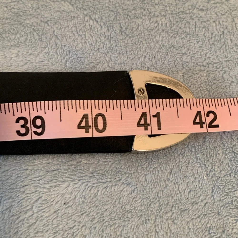 Chico's Black Belt with Silver Buckle